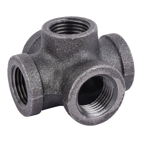 Stz Industries 1/2 in. FIP each X 1/2 in. D FIP 1/2 in. D Female Black Malleable Iron 5-Way Cross Fi 366 CRSO-12 - main